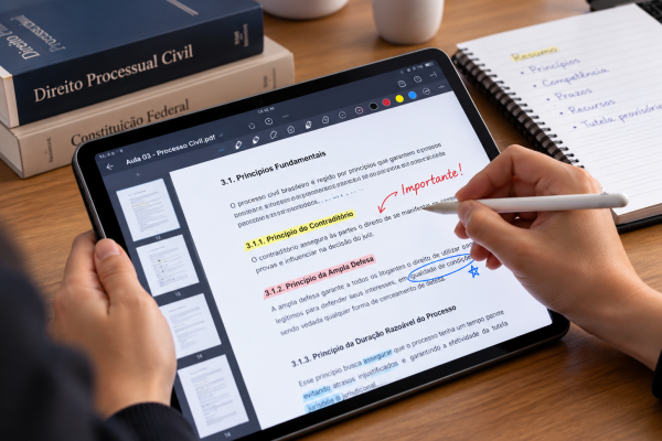 iPad para estudar em Irecê com Apple Pencil e anotações